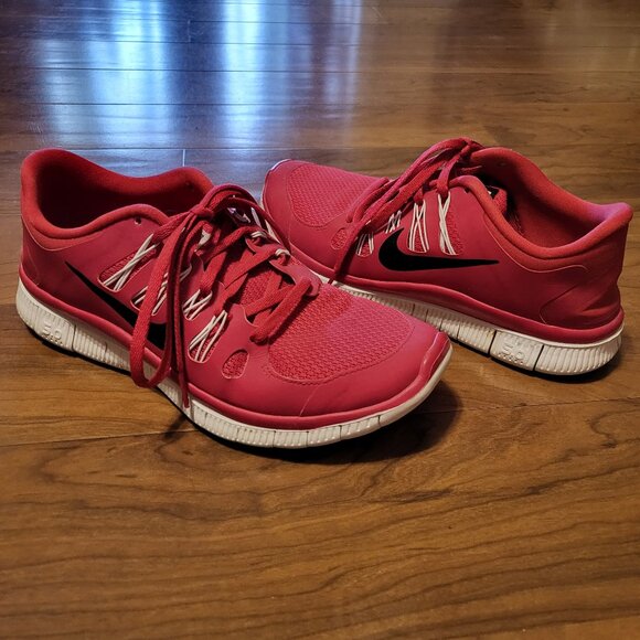 Nike Free 5.0 2014 Red Black White Running Sneakers Shoes Size 9 - Picture 1 of 12